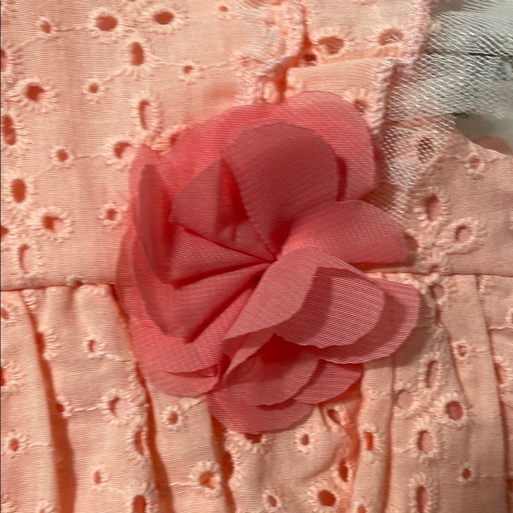 Peach Eyelet Dress with Floral Leggings - Picture 2 of 6